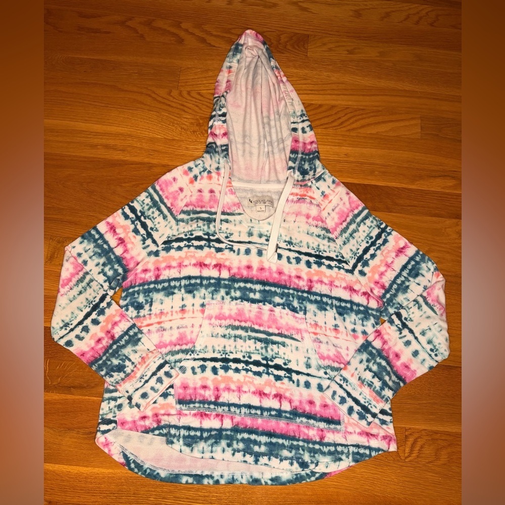 Koolaburra by UGG Tie Dye Hoodie Small Pink Blue Lounge Sweatshirt Cozy